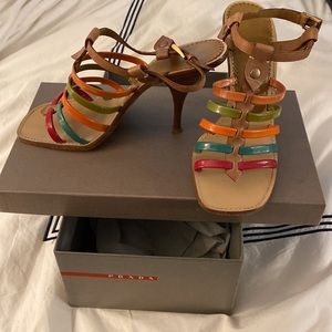 Prada multi stripe leather sandals. Size 39. These go w/ everything!